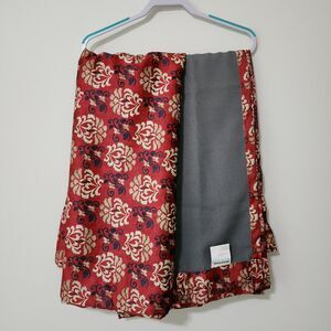 Martha Stewart Living Set of 2 Curtain Panels Red Navy Beige Damask Pattern
